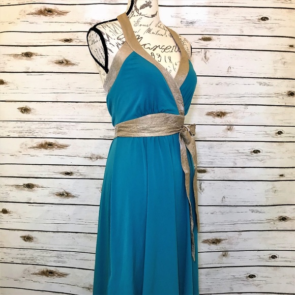 BCBG Paris Halter Blue Goddess Dress NWOT - Picture 7 of 9